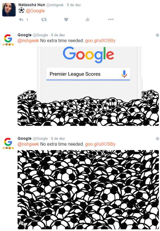 Emoji para o Twitter do Google retorna GIF animado e link para SERP - placar de futebol