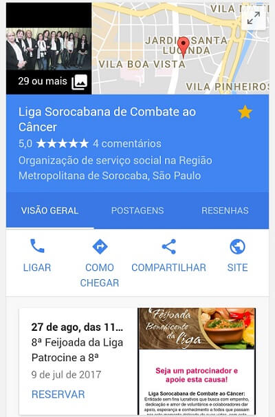 Postagem Google Meu Negócio para resultados locais do Google